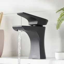 Bristan Hourglass Black Mono Basin Mixer with Clicker Waste -Basin Taps Shop HOU BAS BLK D1 460