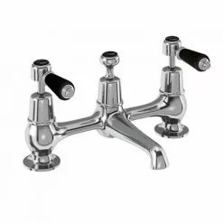 Burlington Kensington Black Bridge Basin Mixer with Plug & Chain Waste