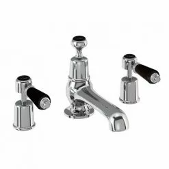 Burlington Kensington Black 3TH Basin Mixer with Pop-up Waste