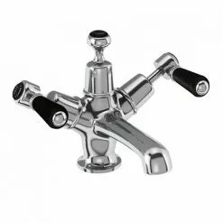 Burlington Kensington Black Basin Mixer with Click-Clack Waste