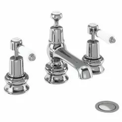 Burlington Kensington Regent - 3 Tap Hole Basin Mixer w/ Pop Up Waste - KER12
