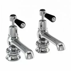 Burlington Kensington Regent Black Basin Taps 5"