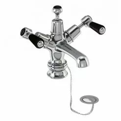 Burlington Kensington Regent Black Basin Mixer with Plug & Chain Waste