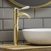 Lancaster Traditional Brushed Brass Tall Mono Basin Mixer