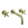 Crosswater MPRO Crosshead Brushed Brass Wall Mounted 3 Hole Set Basin Mixer - PRC130WNF