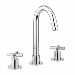Crosswater MPRO Crosshead Chrome Deck Mounted 3 Hole Set Basin Mixer - PRC135DNC