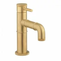 Crosswater MPRO Industrial Monobloc Basin Mixer with Knurled Detailing - Unlacquered Brushed Brass - PRI110DNUB