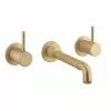 Crosswater MPRO Industrial Wall Mounted 3 Hole Set Basin Mixer - Unlacquered Brushed Brass - PRI130WNUB