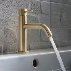 Crosswater MPRO Monobloc Basin Mixer with Knurled Detailing - Brushed Brass - PRO110DNF_K -Basin Taps Shop PRO110DNF K d2 460