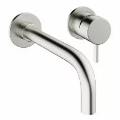 Crosswater MPRO Wall Mounted 2 Hole Set Basin Mixer - Brushed Stainless Steel - PRO120WNV