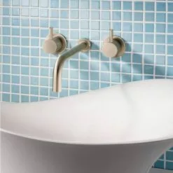 Crosswater MPRO Wall Mounted 3 Hole Set Basin Mixer - Brushed Brass - PRO130WNF+ -Basin Taps Shop PRO130WNF D2 460