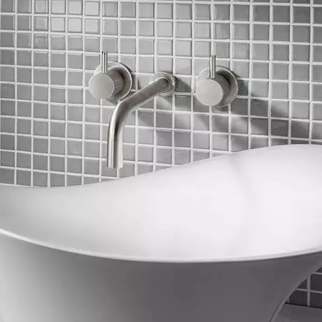 Crosswater MPRO Wall Mounted 3 Hole Set Basin Mixer - Brushed Stainless Steel - PRO130WNV+ 2 Crosswater MPRO Wall Mounted 3 Hole Set Basin Mixer - Brushed Stainless Steel - PRO130WNV+ - Image 2