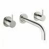 Crosswater MPRO Wall Mounted 3 Hole Set Basin Mixer - Brushed Stainless Steel - PRO130WNV+