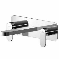 Asquiths Solitude Wall Mounted Basin Mixer (3TH) With Backplate - TAB5115