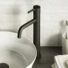Toreno Matt Black Round High Rise Mono Basin Mixer Tap