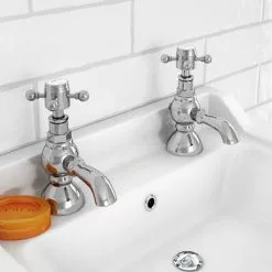 Chatsworth 1928 Traditional 3 Inch Spout Crosshead Pillar Basin Taps -Basin Taps Shop TRAD009D detail1 460