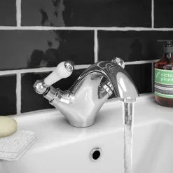Chatsworth 1928 Traditional White Lever Mono Basin Mixer Tap -Basin Taps Shop TRAD013D detail2 460