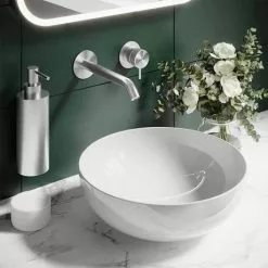 Crosswater 3ONE6 Stainless Steel Wall Mounted 2 Hole Set Basin Mixer - TS120WNS -Basin Taps Shop TS120WNS D2 460