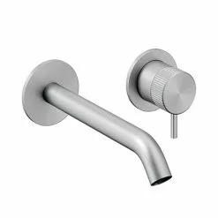 Crosswater 3ONE6 Stainless Steel Wall Mounted 2 Hole Set Basin Mixer - TS120WNS