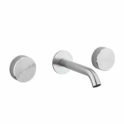 Crosswater 3ONE6 Stainless Steel Wall Mounted 3 Hole Set Basin Mixer - TS130WNS