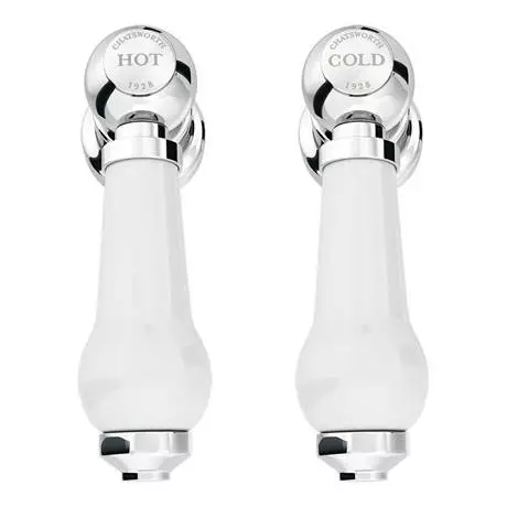 Chatsworth 1928 Traditional Wall Mounted White Lever Basin Mixer Tap 3 Chatsworth 1928 Traditional Wall Mounted White Lever Basin Mixer Tap - Image 3