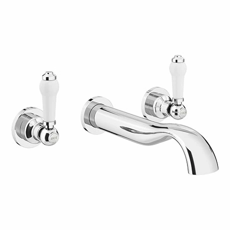 Chatsworth 1928 Traditional Wall Mounted White Lever Basin Mixer Tap 1 Chatsworth 1928 Traditional Wall Mounted White Lever Basin Mixer Tap