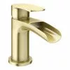 Valencia Brushed Brass Waterfall Basin Mixer Tap + Waste