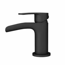 Valencia Matt Black Waterfall Basin Mixer Tap + Waste -Basin Taps Shop VWFT1BLK d2 460