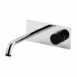Venice Modern Round Wall Mounted Bath or Basin Mixer - Chrome / Matt Black