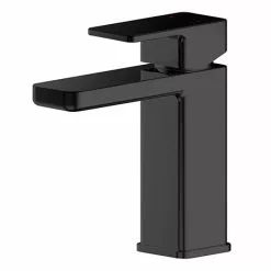 Toreno Square Black Mono Basin Mixer with Push Button Waste